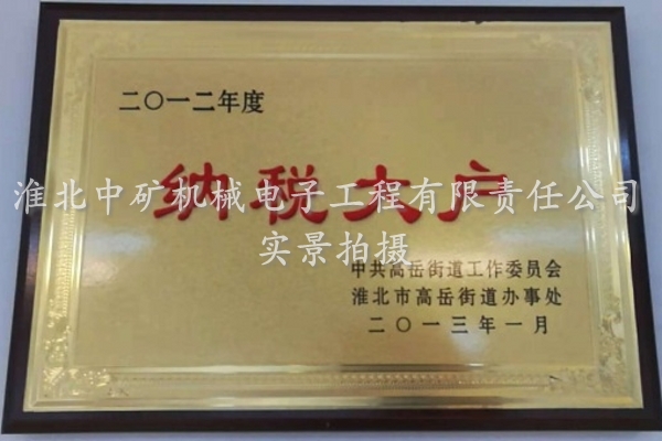 2012年度納稅大戶榮譽證